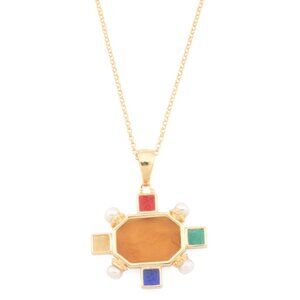 TAGLIAMONTE Made In Italy 18kt Gold Plated Amber Multicolor Lion Necklace